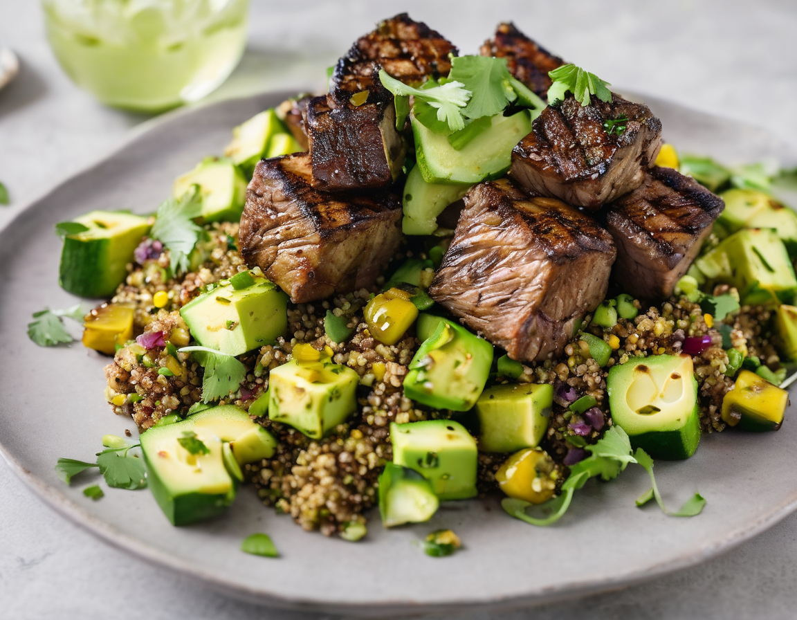 Cordero a la Parrilla con Ensalada de Quinoa y Aguacate