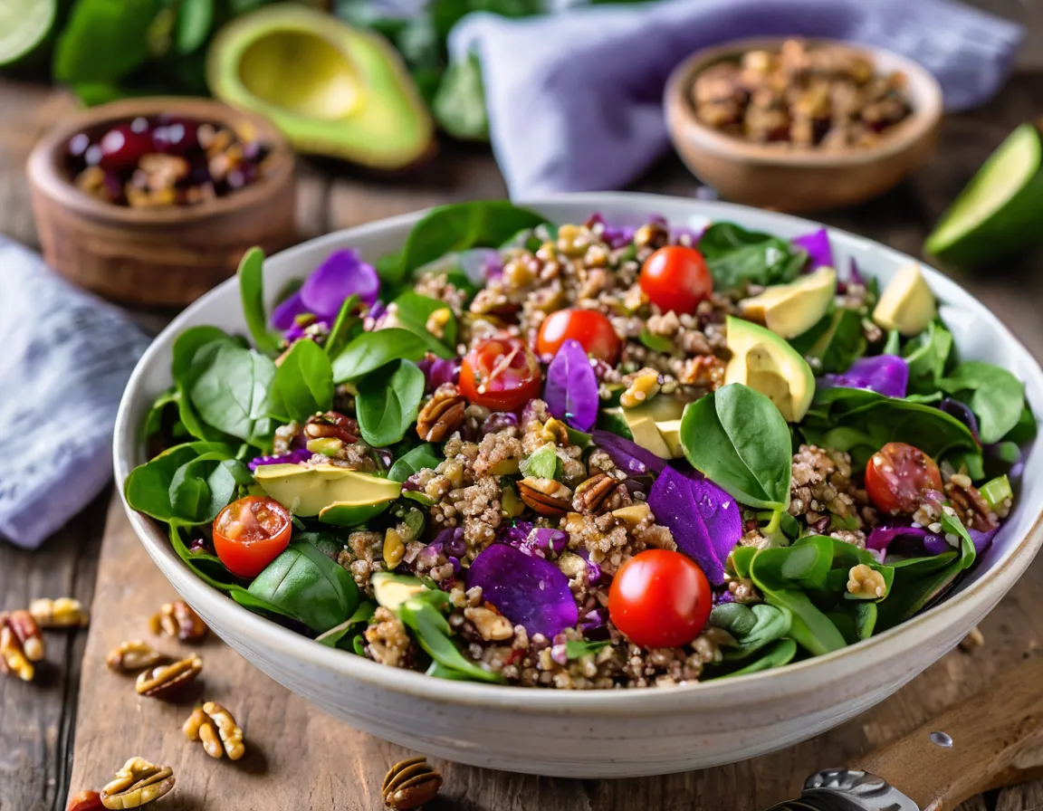 Ensalada de Nueces y Quinoa con Aderezo de Lima