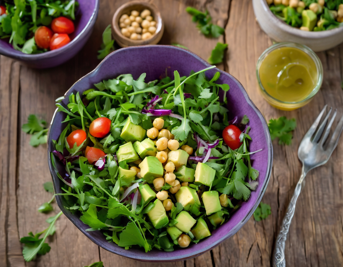 Ensalada de Rúcula con Aguacate y Garbanzos al Limón