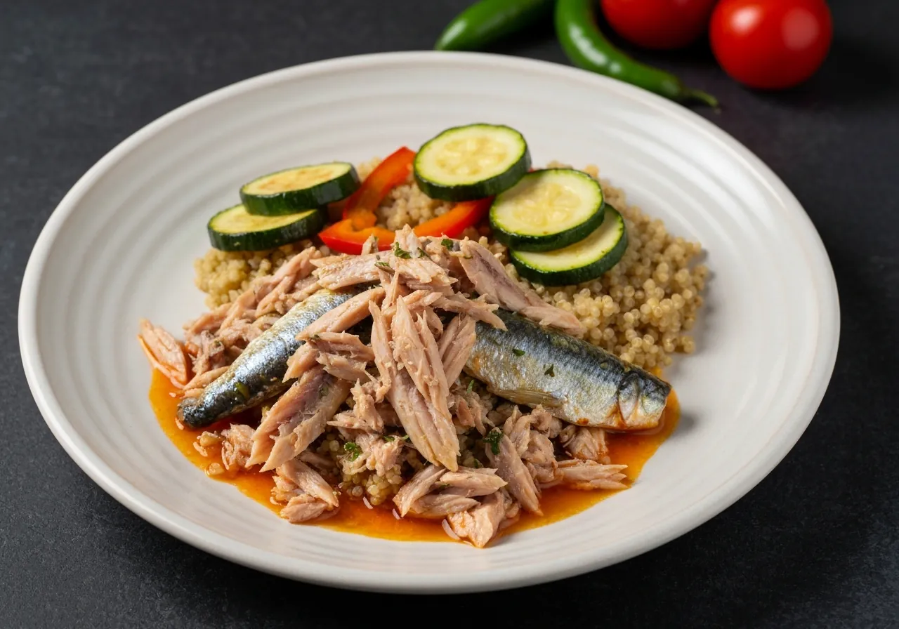 Sardinas a la Puttanesca con Quinoa