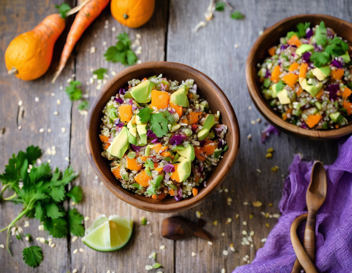 Ensalada de Zanahoria Latina con Aguacate y Quinoa