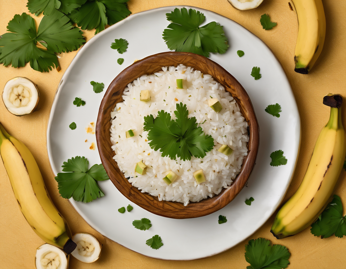 Arroz con Plátano Asado y Cilantro