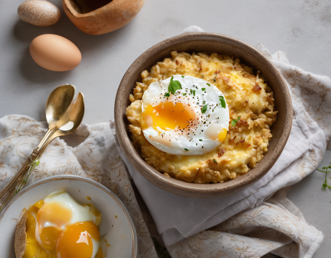 Avena con Batata al Horno y Huevo Pochado