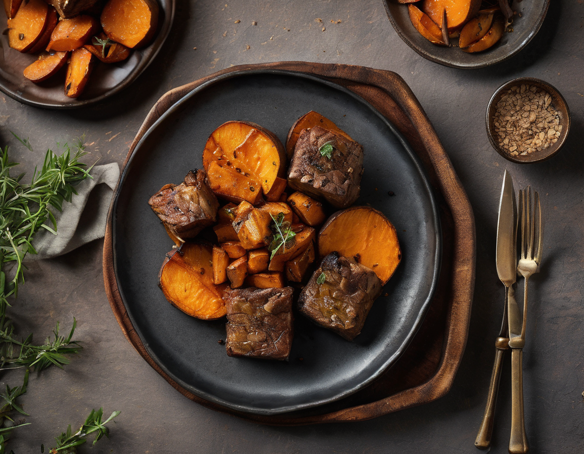 Cordero con Batata Asada al Estilo Latino