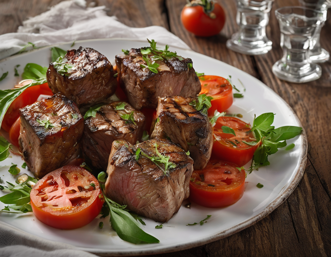 Cordero a la Parrilla con Ensalada de Tomate y Hierbas