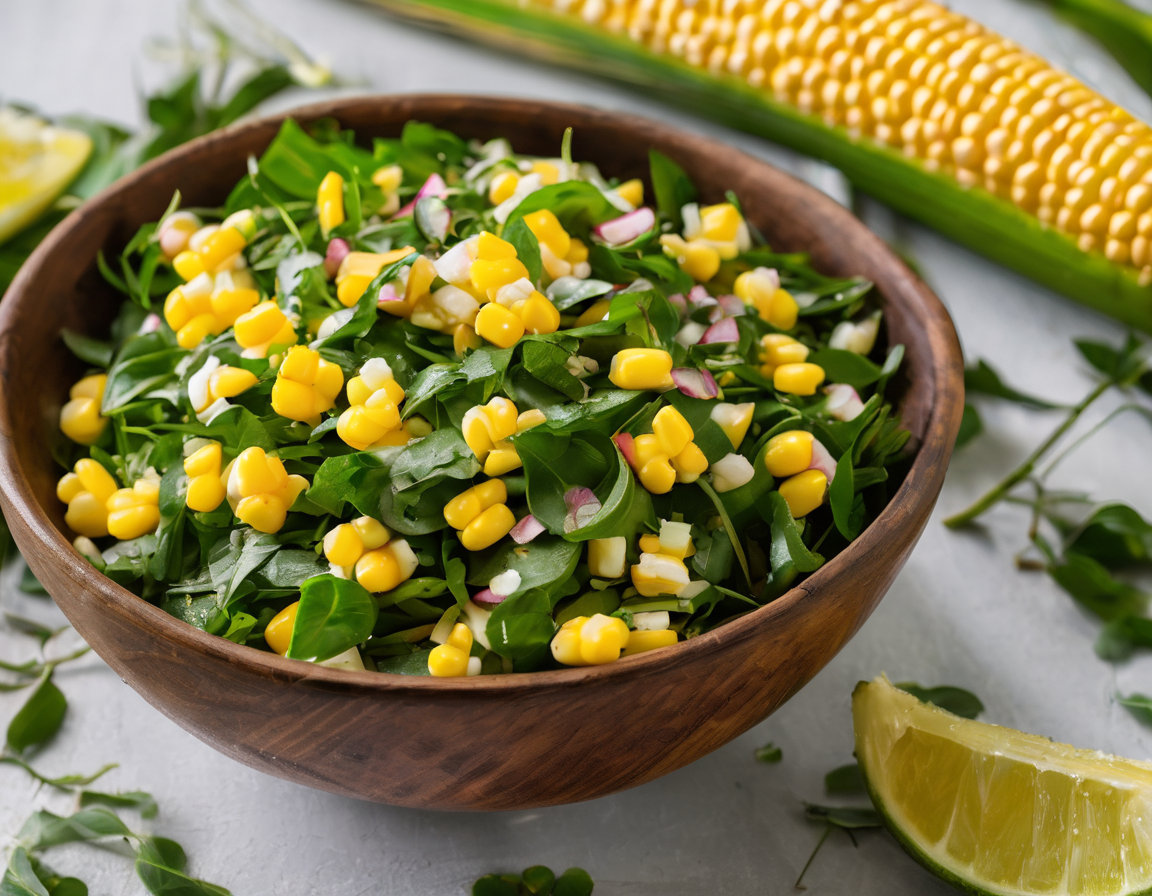 Ensalada de Maíz y Rúcula con Aderezo de Lima Bajo en Fructosa