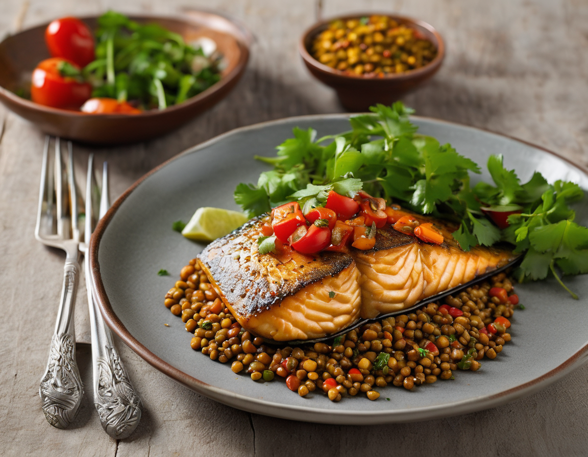 Pescado con Lentejas al Estilo Latino