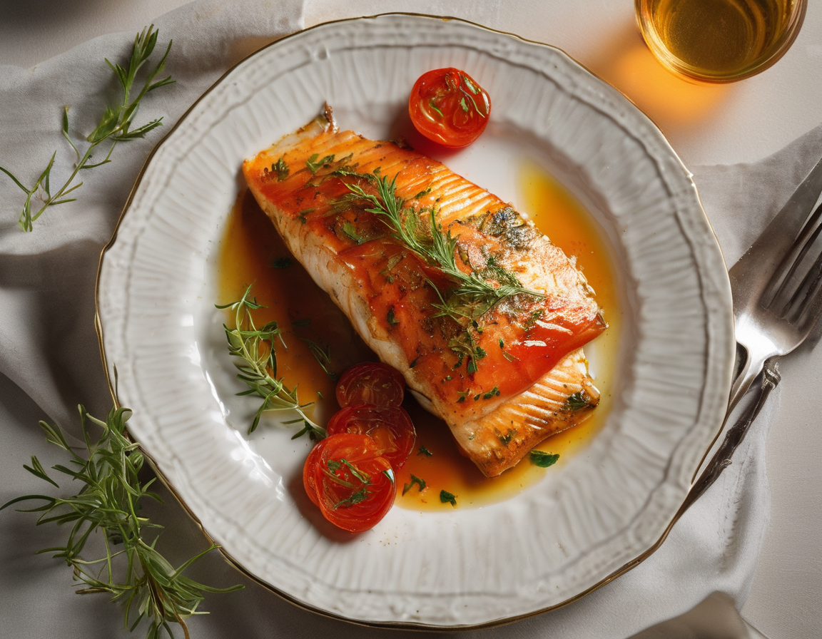 Pescado al Horno con Tomate y Hierbas