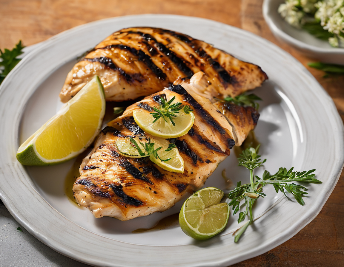 Pollo a la Parrilla con Zanahorias Asadas al Limón y Hierbas