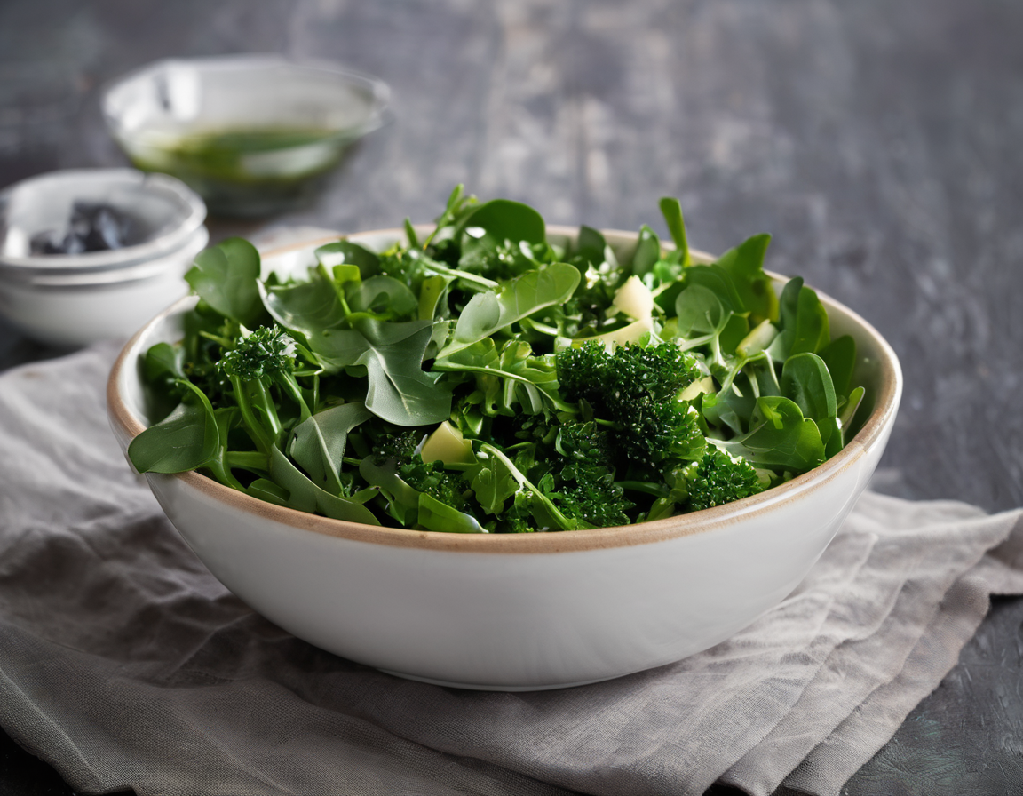 Ensalada de Rúcula y Brócoli con Aderezo de Lima y Jengibre