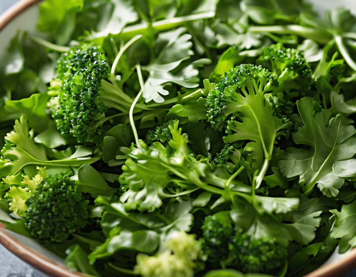 Ensalada de Rúcula y Brócoli con Aderezo de Lima y Cilantro