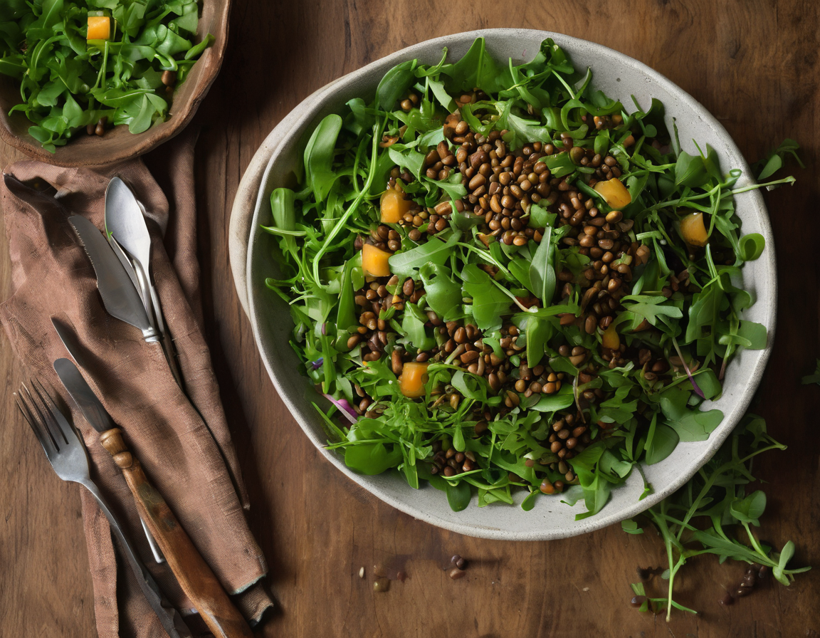 Ensalada de Rúcula con Lentejas al Estilo Latino