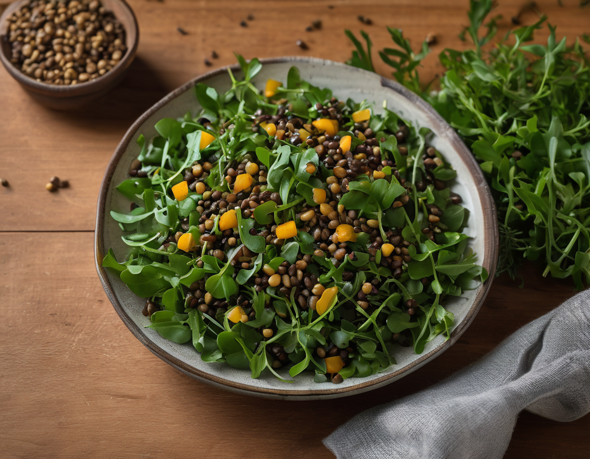 Ensalada de Rúcula con Lentejas al Estilo Latino