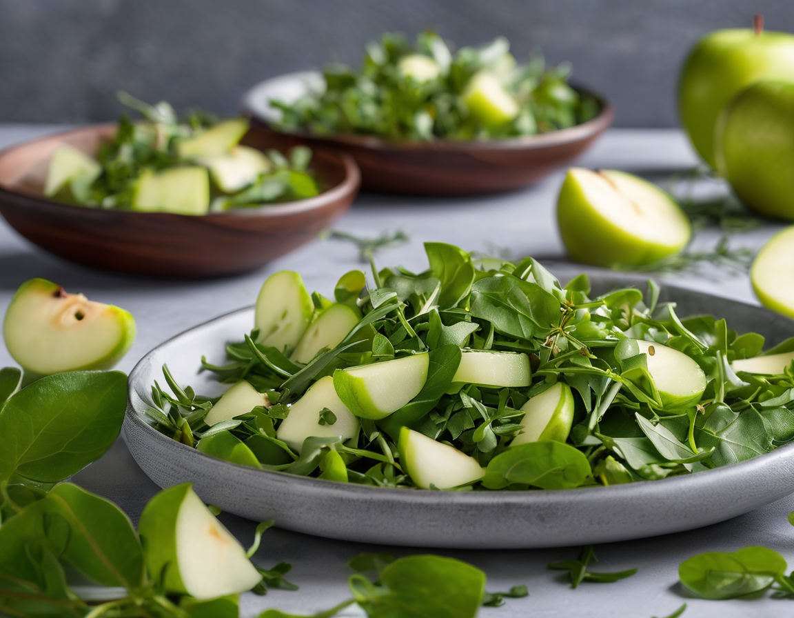Ensalada de Rúcula y Manzana con Vinagreta de Lima
