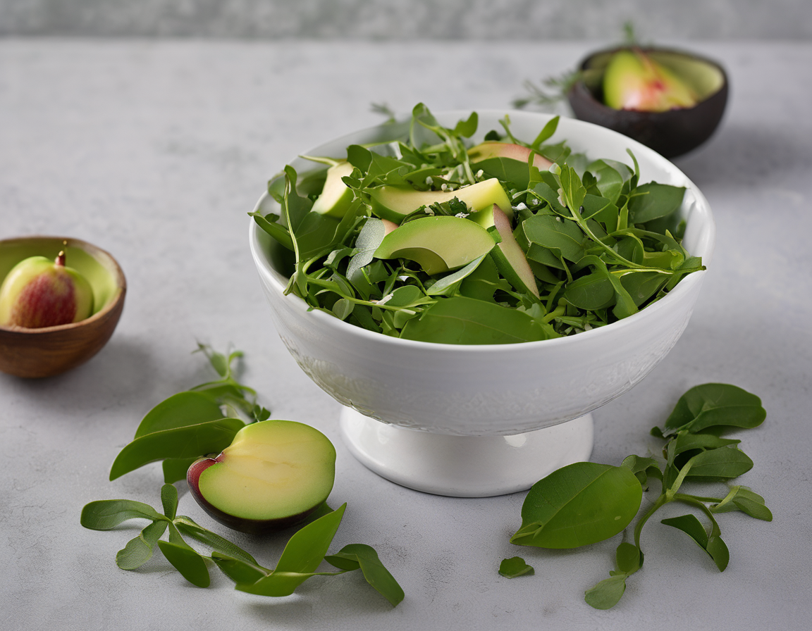 Ensalada de Rúcula y Manzana con Aderezo de Lima y Aguacate