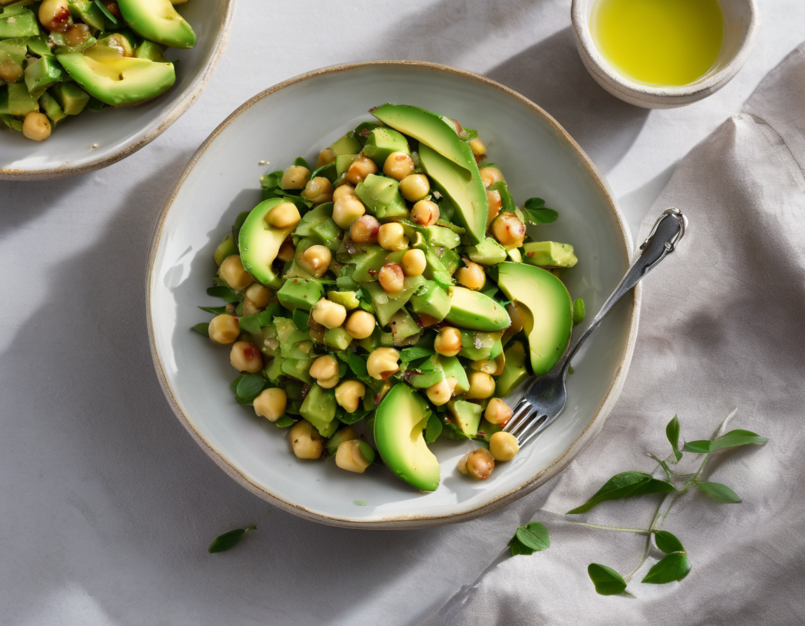 Ensalada de Aguacate y Garbanzos con Salsa de Limón