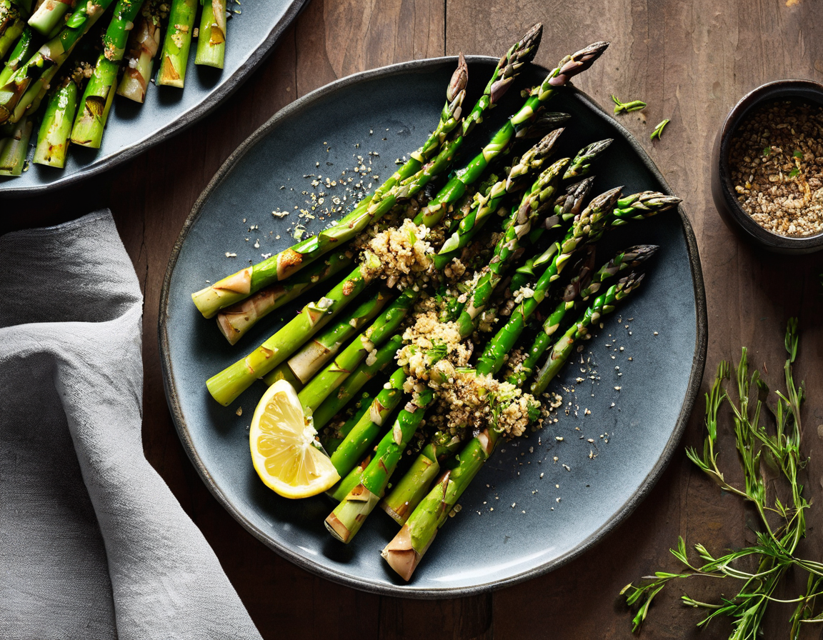 Espárragos Asados con Pollo a las Hierbas y Limón y Quinoa