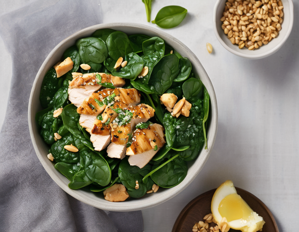 Bol de Proteína de Espinaca y Pollo con Carga Glucémica Baja