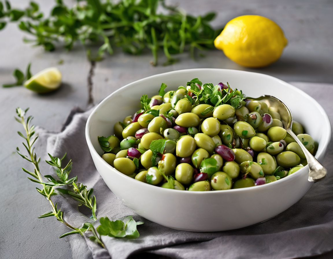 Ensalada de Habas al Estilo Mediterráneo con Aderezo de Limón y Hierbas