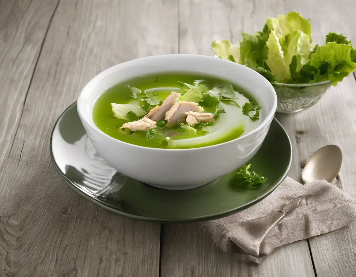 Sopa Calmante de Lechuga y Pollo