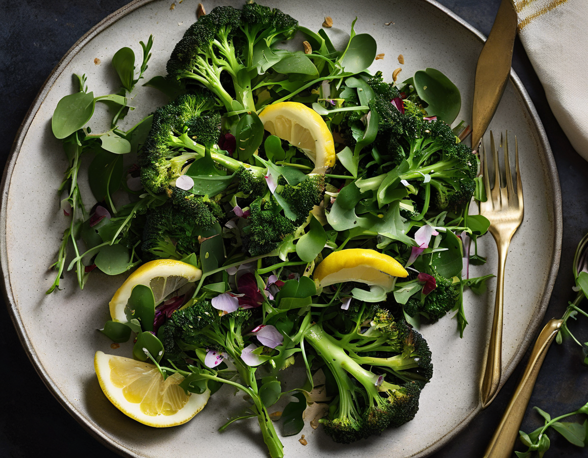Ensalada de Brócoli Asado y Rúcula con Aliño de Limón y Tahini