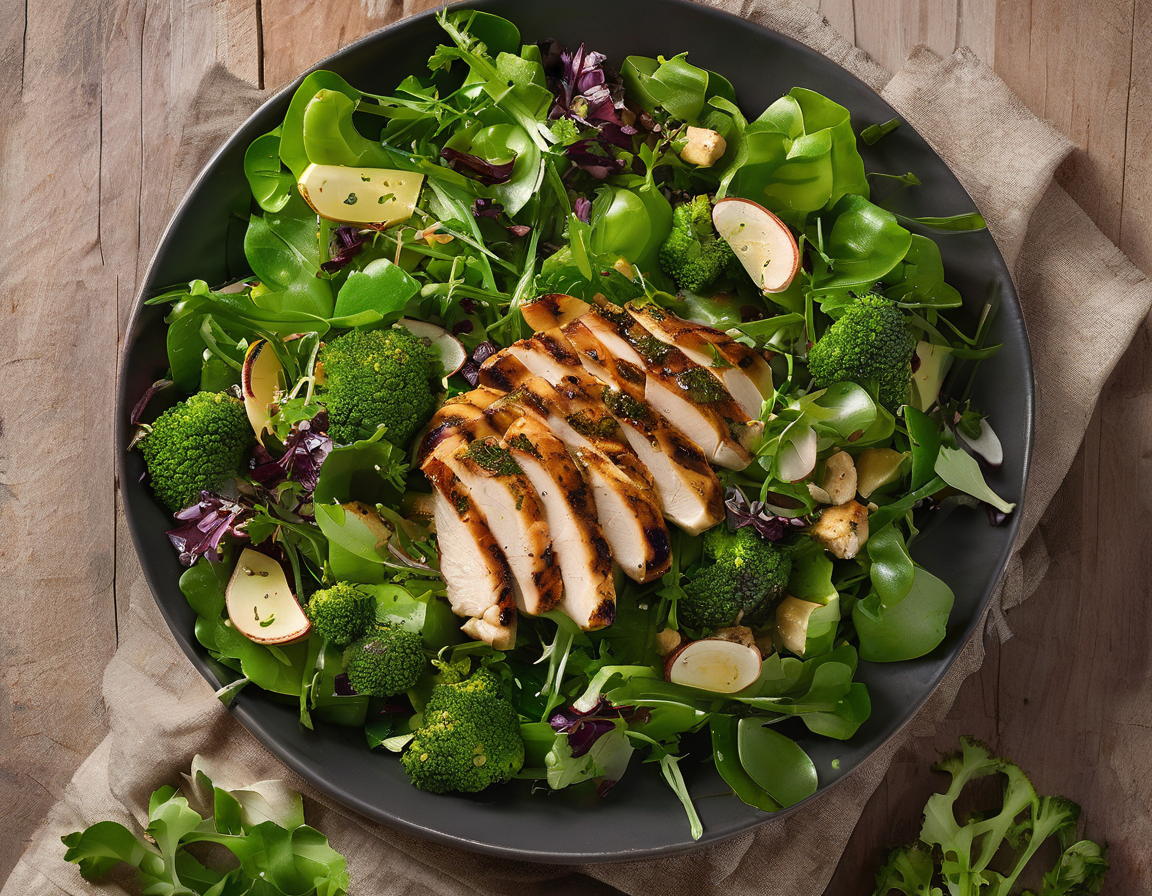 Ensalada de Rúcula y Brócoli con Pollo a la Parrilla