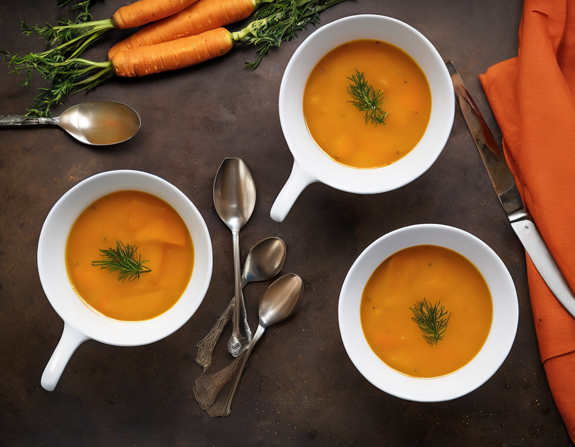Sopa de zanahorias canadiense con sirope de arce y lentejas