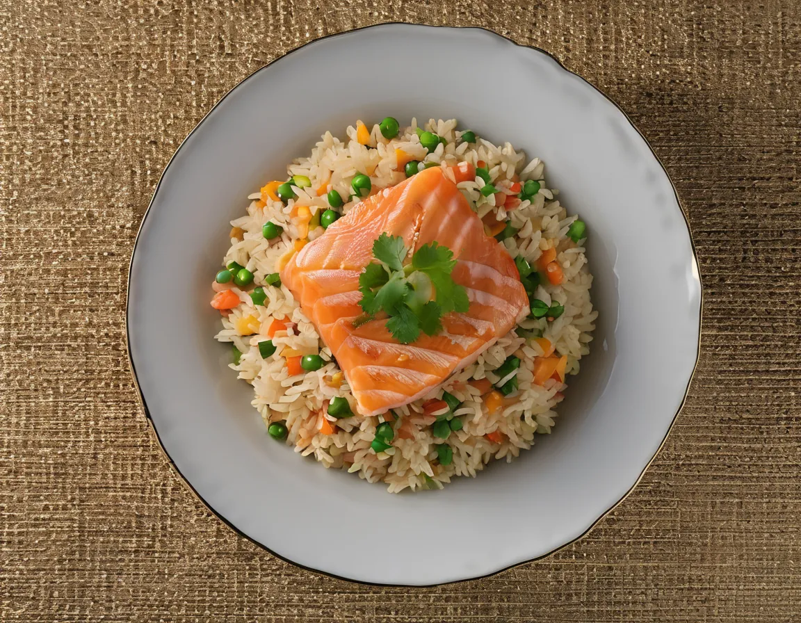 Arroz Canadiense con Salmón y Verduras, Adaptado para la Hipertensión Adaptado para Hipertensión