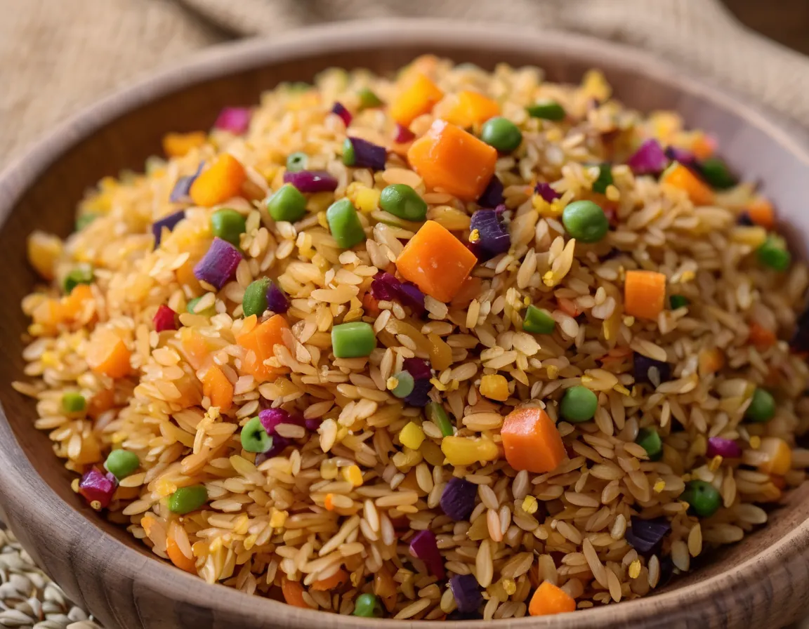 Arroz Integral con Almendras y Verduras al Estilo Latino