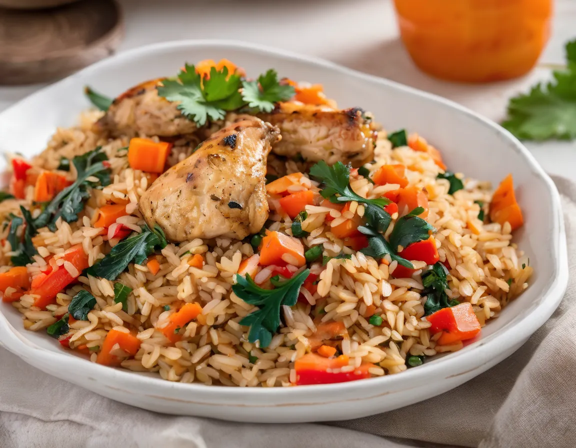 Arroz Integral con Pollo y Verduras para Diabetes Tipo 1 Adaptado para Diabetes T1