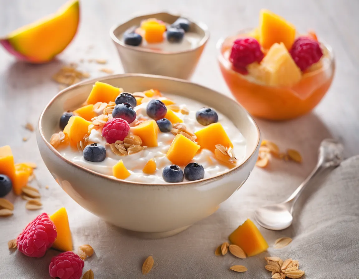 Avena Cremosa con Yogur y Frutas Tropicales