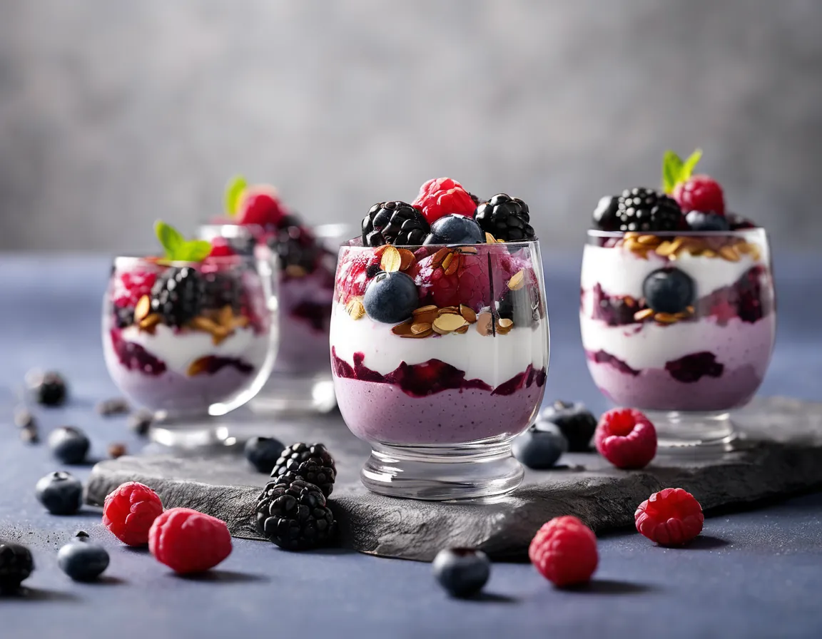 Berry Yogurt Parfait with Chia Seeds and Almonds Adaptado para Resistencia a la Insulina