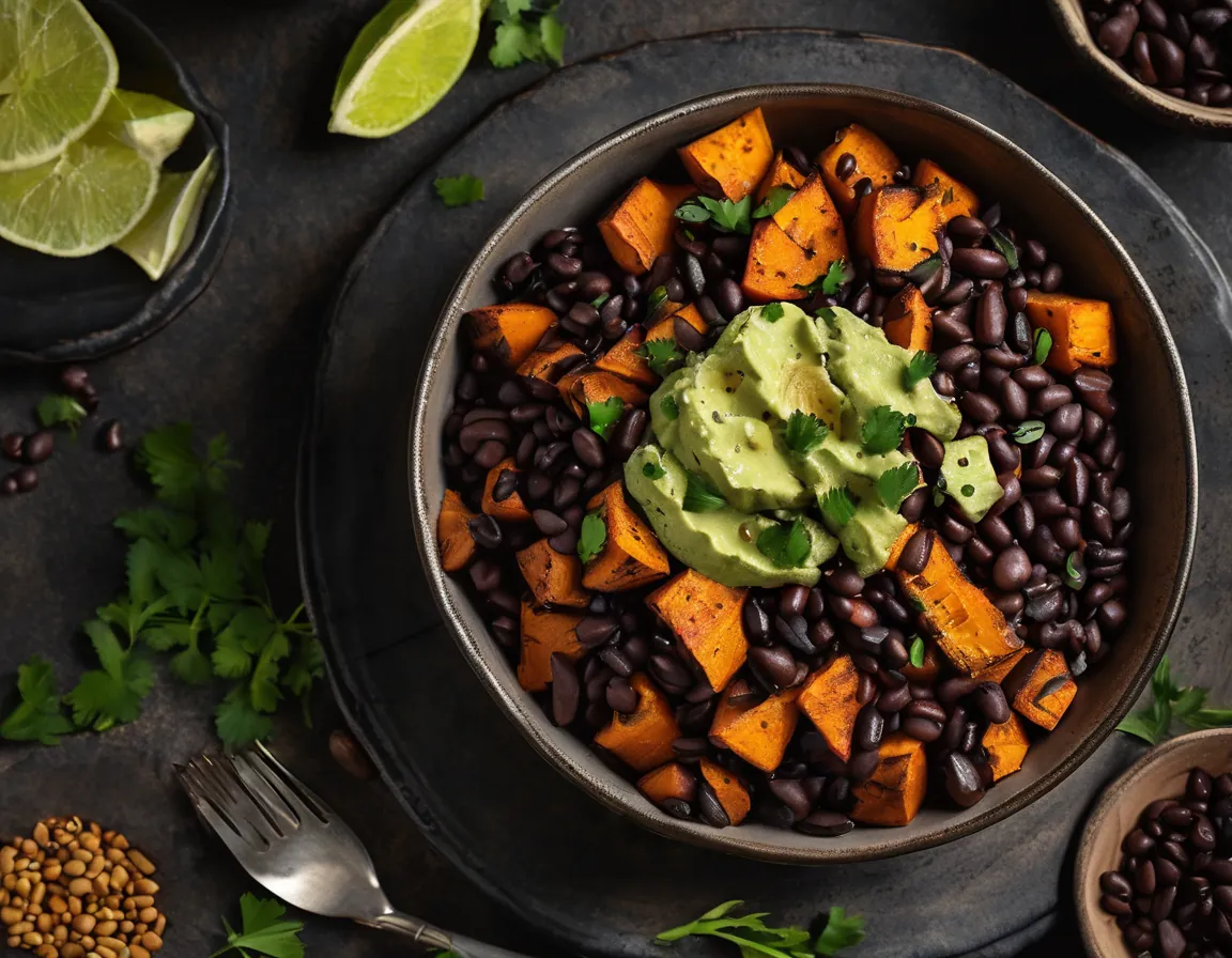 Bowl de Batata Asada y Frijoles Negros Adaptado para Diabetes T2