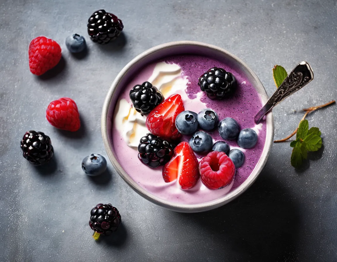 Bowl de Batido de Bayas con Yogur Griego Adaptado para EII Crohn / Colitis Ulcerosa