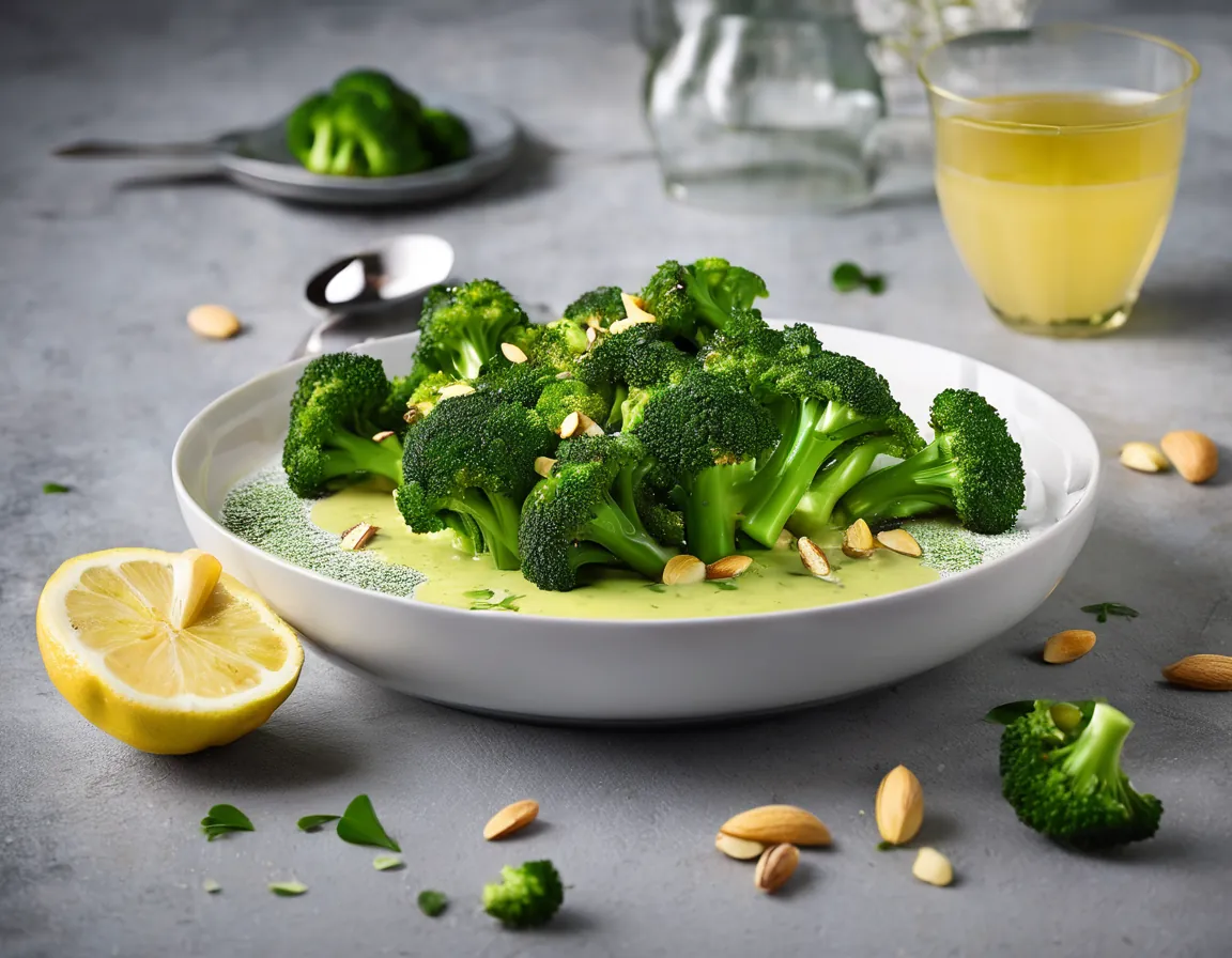Brócoli a la Francesa con Salsa de Limón y Almendras