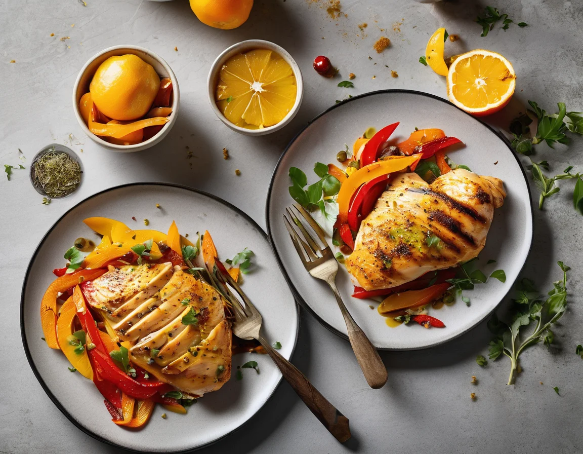 Pollo al Horno con Pimientos Asados y Puré de Patata Suave