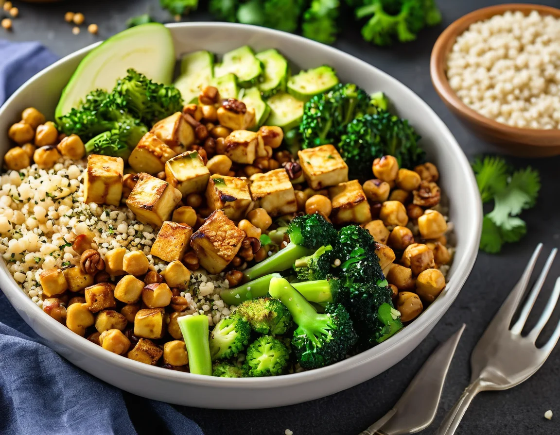 Tofu a la Española con Garbanzos al Azafrán