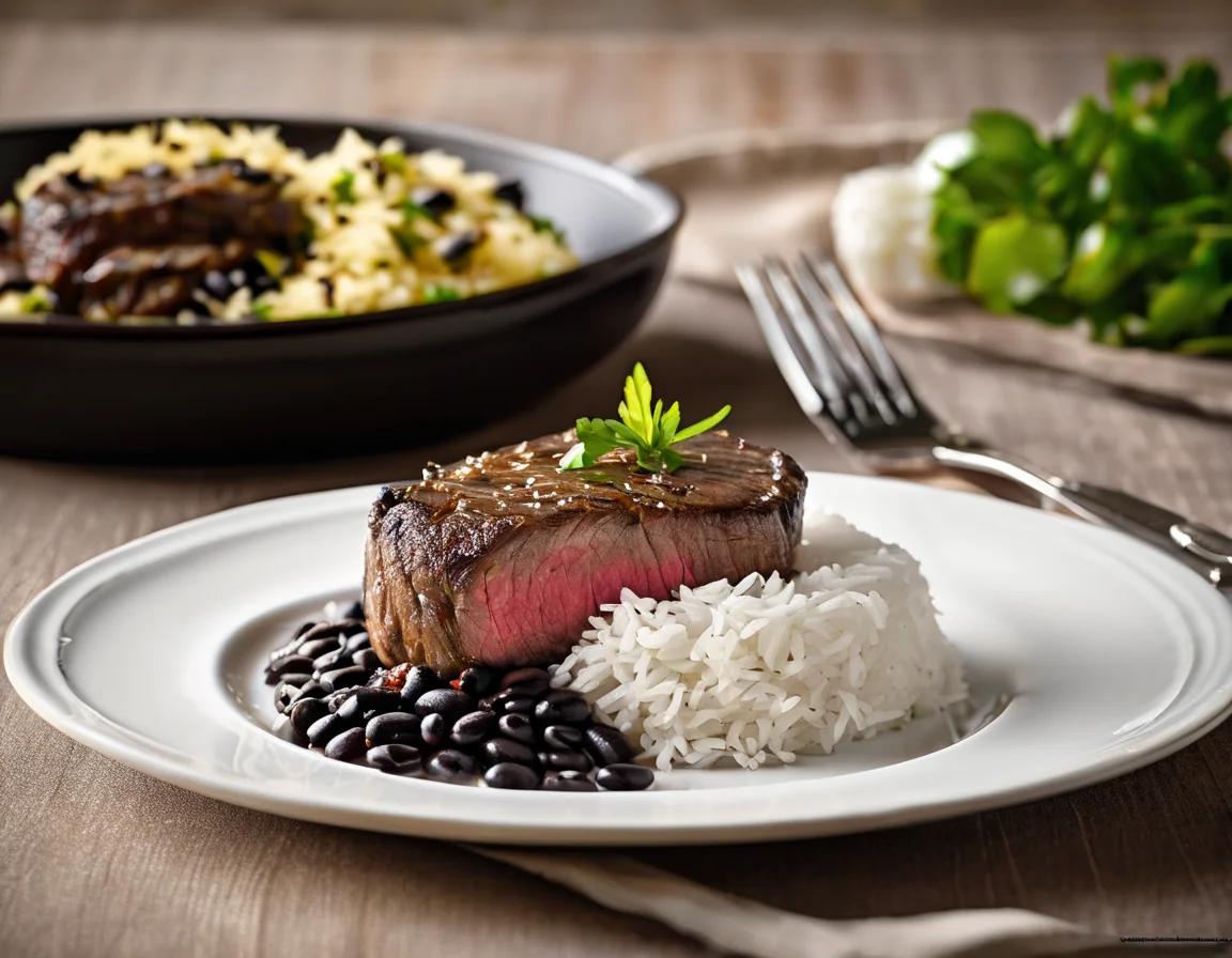 Filete de Ternera con Frijoles Negros y Arroz Basmati