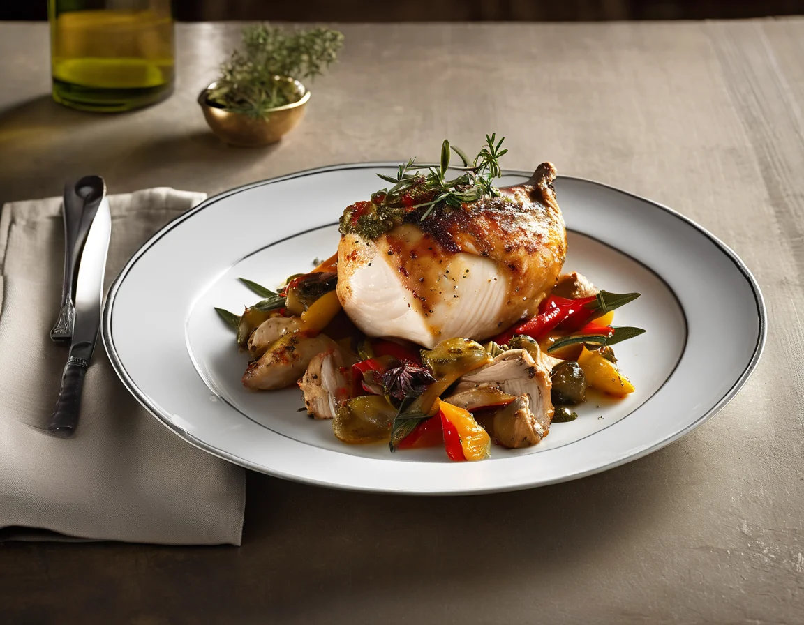 Suprema de Pollo con Pimientos Confitados y Hierbas de Provenza