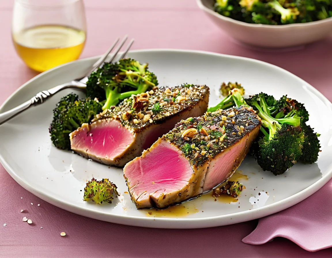 Atún a la Plancha con Brotes de Brócoli al Limón y Almendras