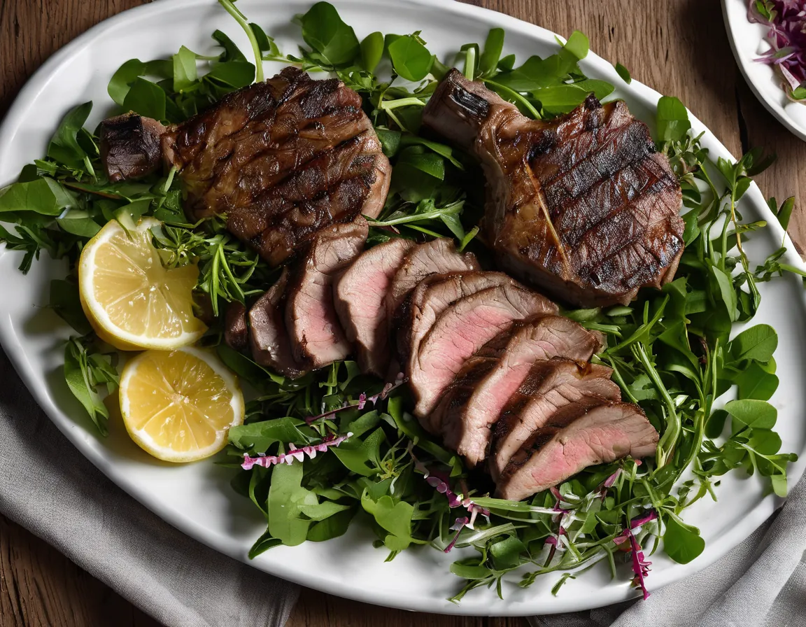 Cordero a la Parrilla con Ensalada de Rúcula y Limón