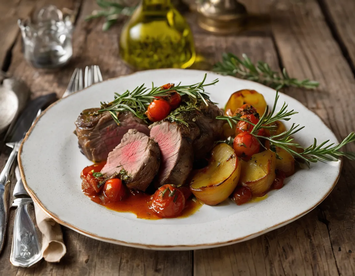 Cordero al Horno con Puré de Calabaza y Zanahoria