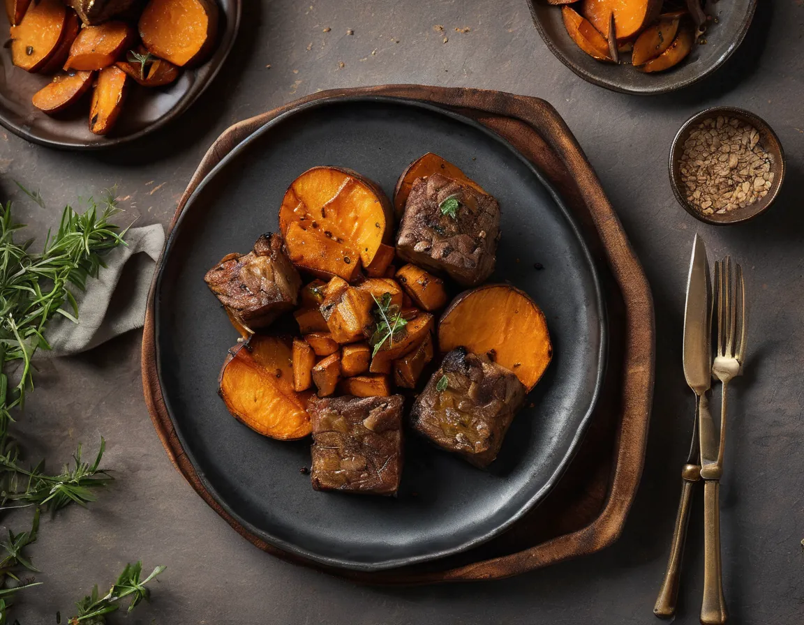 Cordero con Batata Asada al Estilo Latino