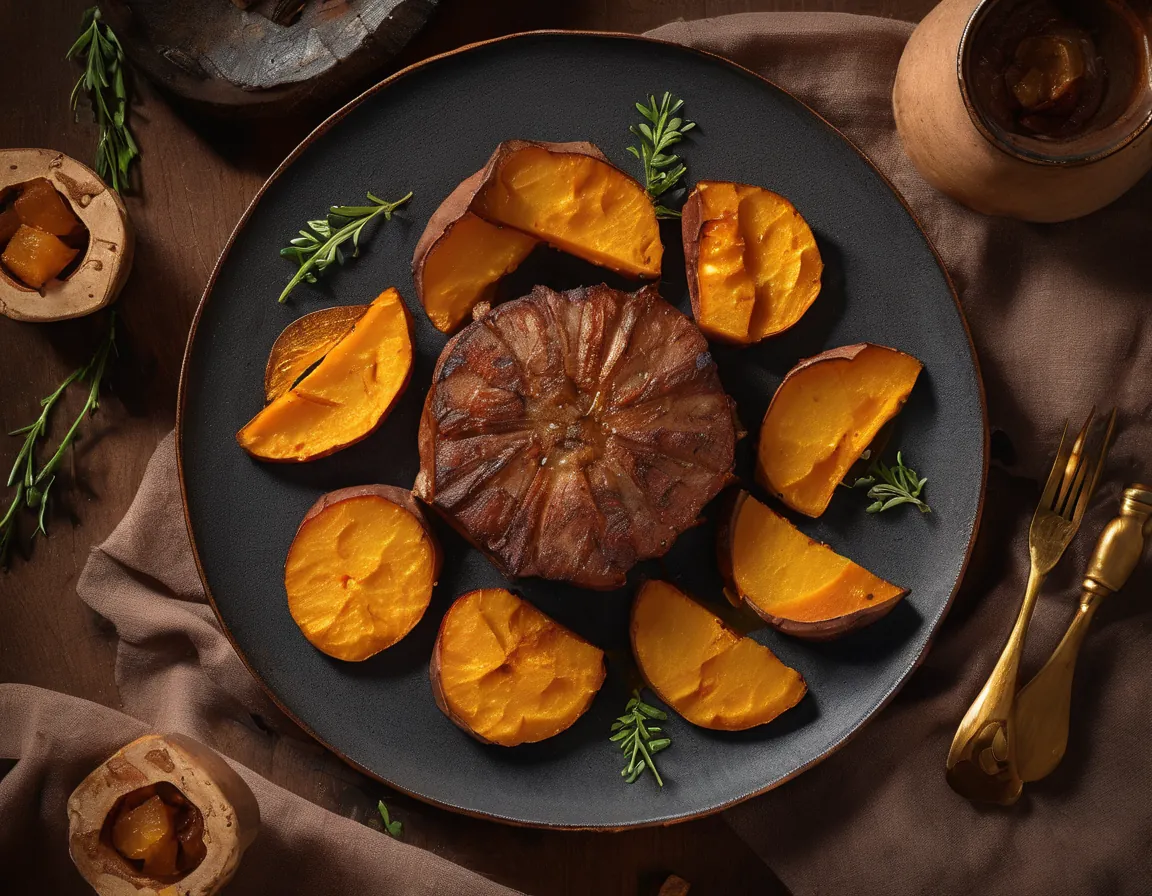 Cordero con Batata Asada al Estilo Latino