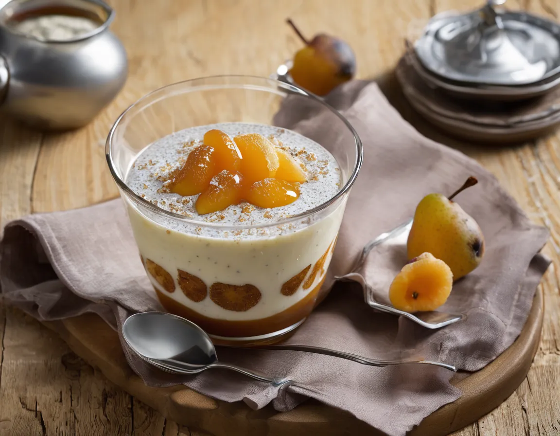 Crema de Chía a la Vainilla con Compota de Peras Dulces
