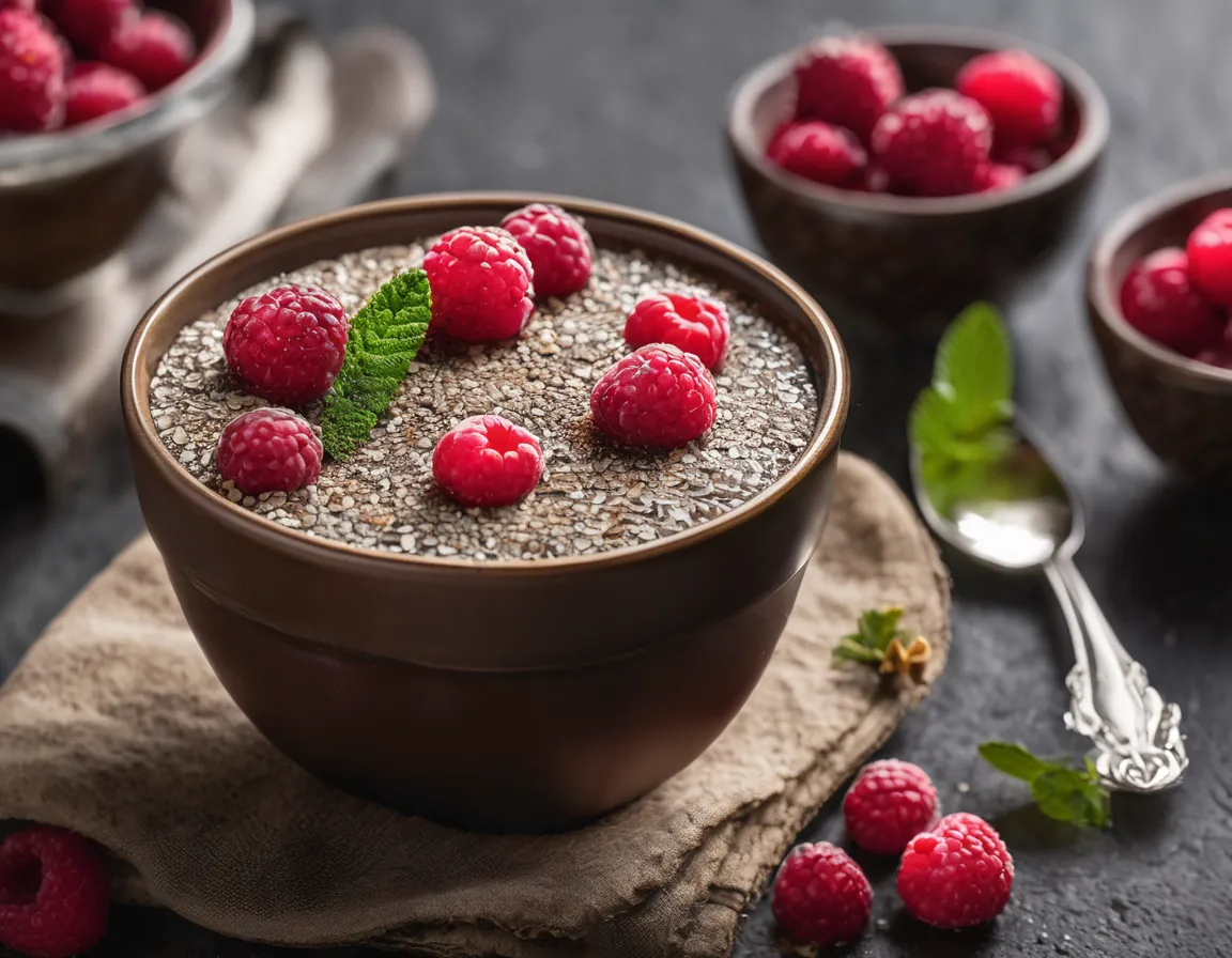 Crema de Chía con Frambuesas y Nueces Adaptado para Diabetes T1