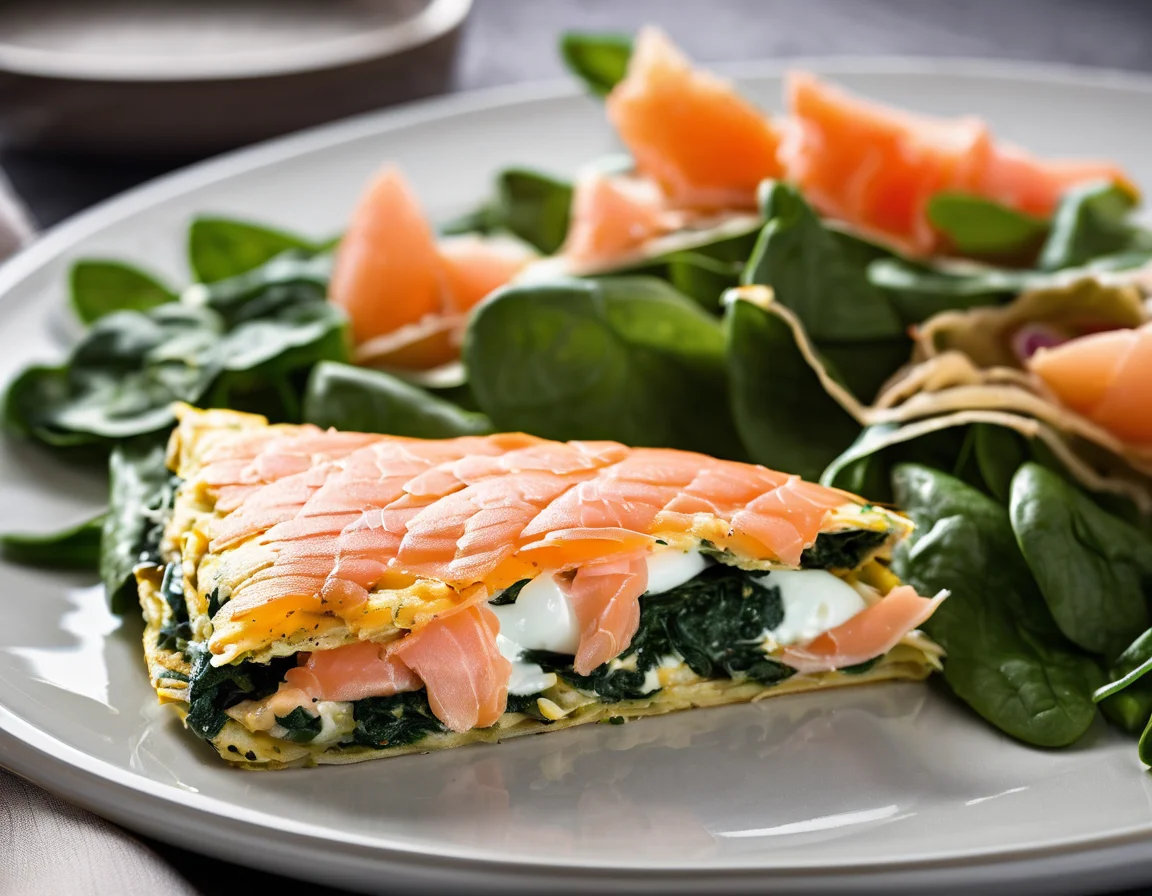 Tortilla de Espinacas y Cebolla con Salmón Ahumado