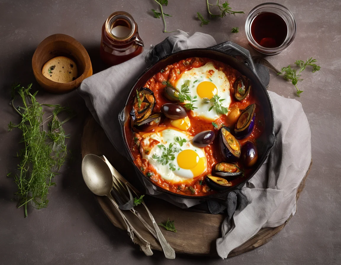 Huevos en el Purgatorio con Berenjenas al Horno