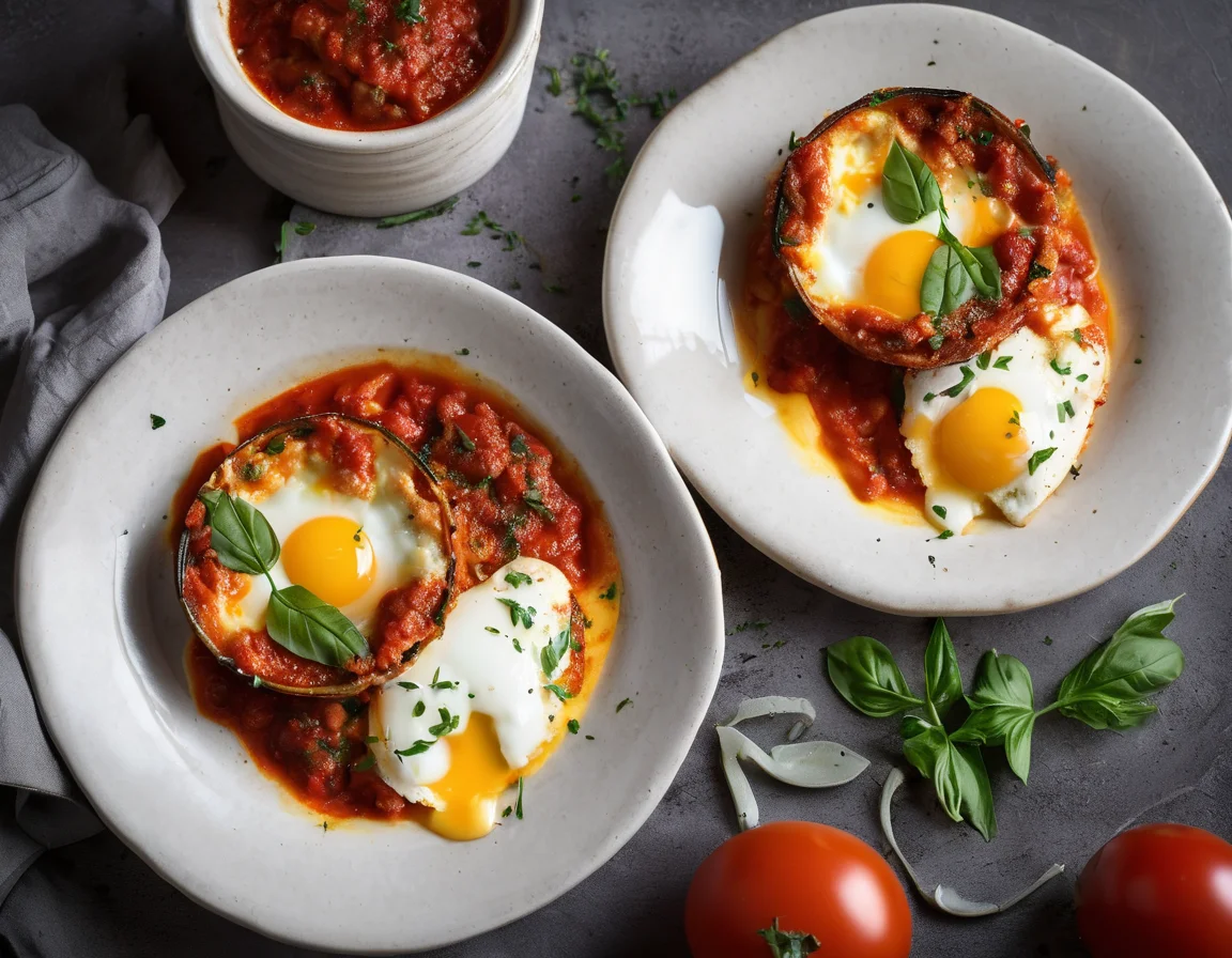 Huevos al Horno con Parmesana de Berenjena Ligera