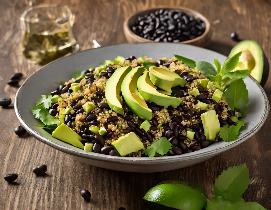 Ensalada de Aguacate con Frijoles Negros y Quinoa Adaptado para Hipercolesterolémia